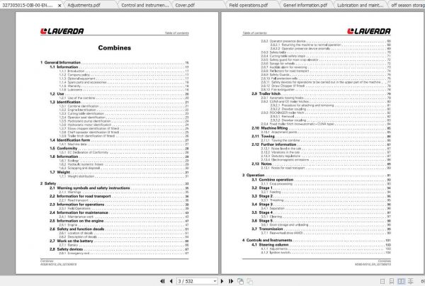 Laverda EU Harvesting M300 M310 Combines Operators Manual 2