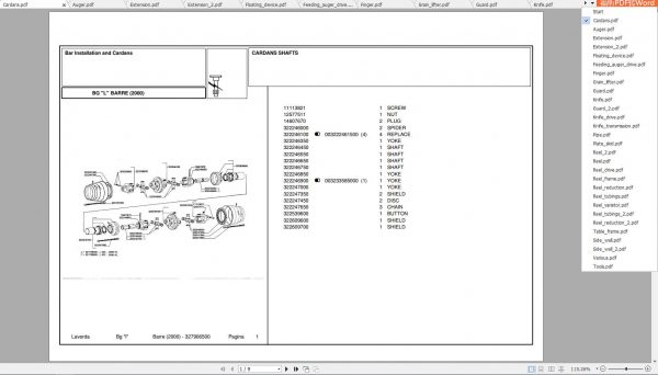 Laverda Header Barre 2000 Parts Catalog 1