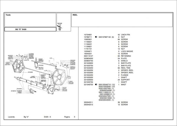 Laverda Header E420 Parts Catalog 1