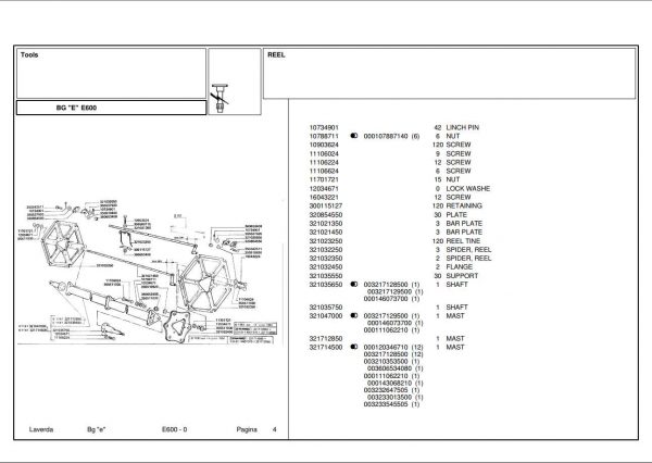 Laverda Header E600 Parts Catalog 1