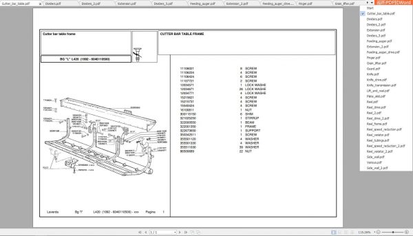 Laverda Header L420 Parts Catalog 1