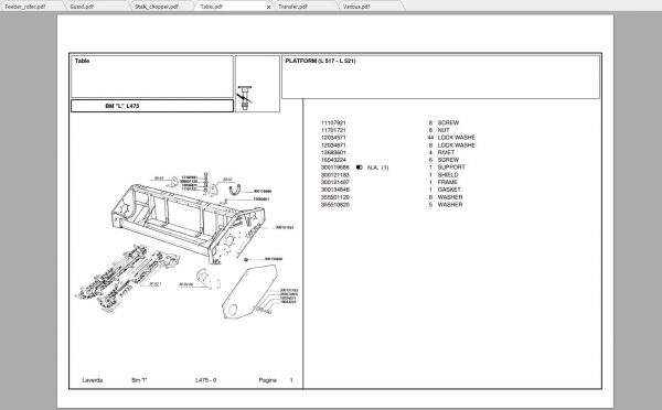 Laverda Header L475 Parts Catalog 1