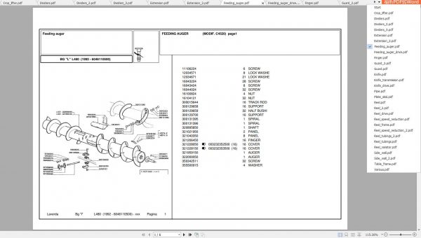 Laverda Header L480 Parts Catalog 1
