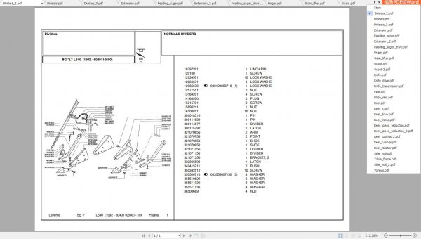 Laverda Header L540 Parts Catalog 1