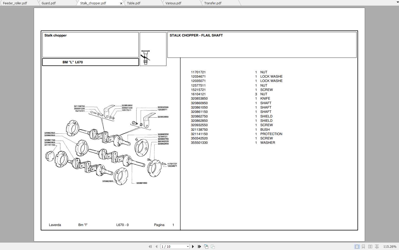 Laverda Header L670 Parts Catalog 1
