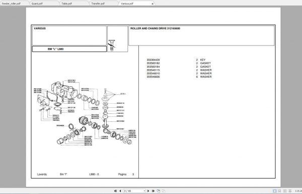 Laverda Header L880 Parts Catalog 1