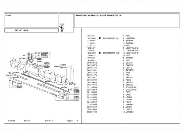 Laverda Header LX670 Parts Catalog 1