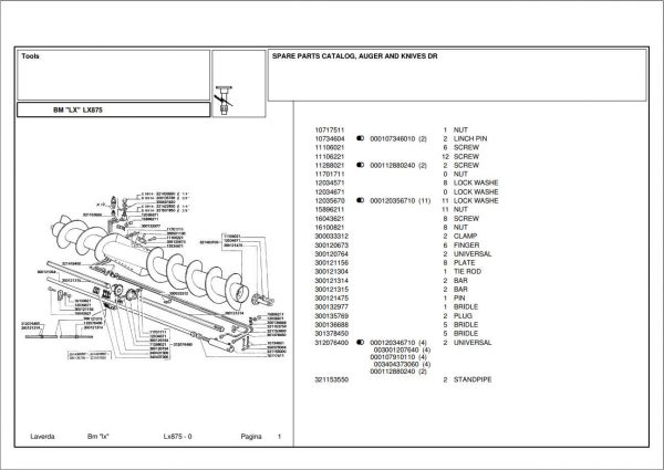 Laverda Header LX875 Parts Catalog 1