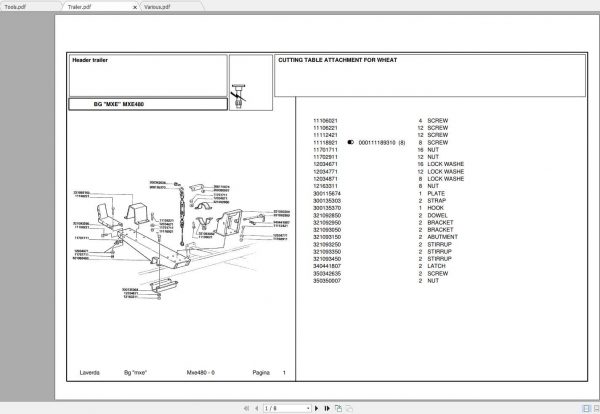 Laverda Header MXE480 Parts Catalog 1