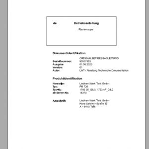 Liebherr Bull Dozer PR726 18370 Operating Manual