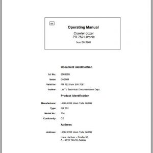 Liebherr Crawler Dozer Series 2 PR752 LI 3247061 Operator Manuals 1