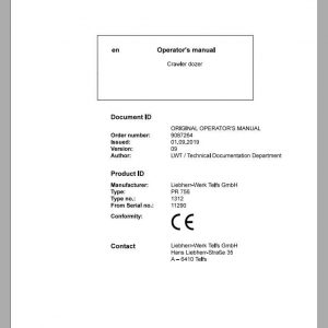 Liebherr Crawler Dozer Series 6 PR756131211290 Operators Manual