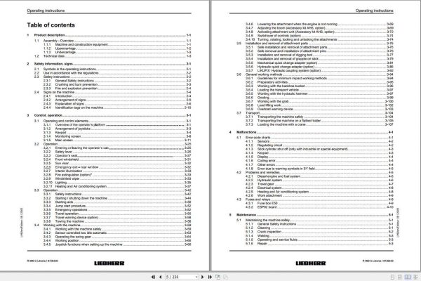 Liebherr Crawler Excavator R900C Litronic Operators Manual 2