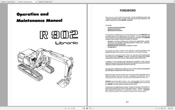 Liebherr Crawler Excavator R902 Litronic Operators Manual 1
