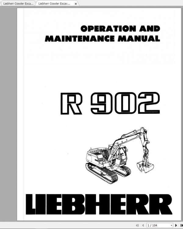 Liebherr Crawler Excavator R902 Operators Manual 1