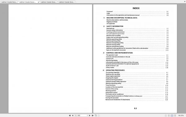 Liebherr Crawler Excavator R934B Litronic Operators Manual 2