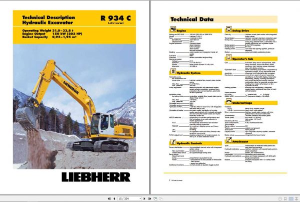 Liebherr Crawler Excavator R934C Litronic Operators Manual 1
