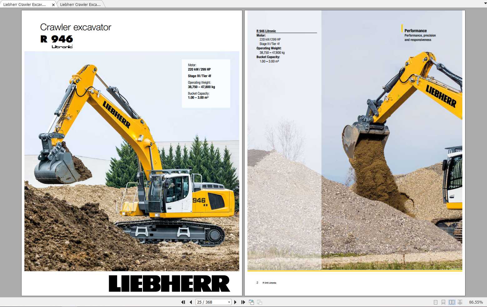 Liebherr Crawler Excavator R946 Operators Manuals 1