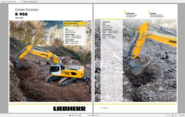 Liebherr Crawler Excavator R956 SN 39634 Operators Manuals 1