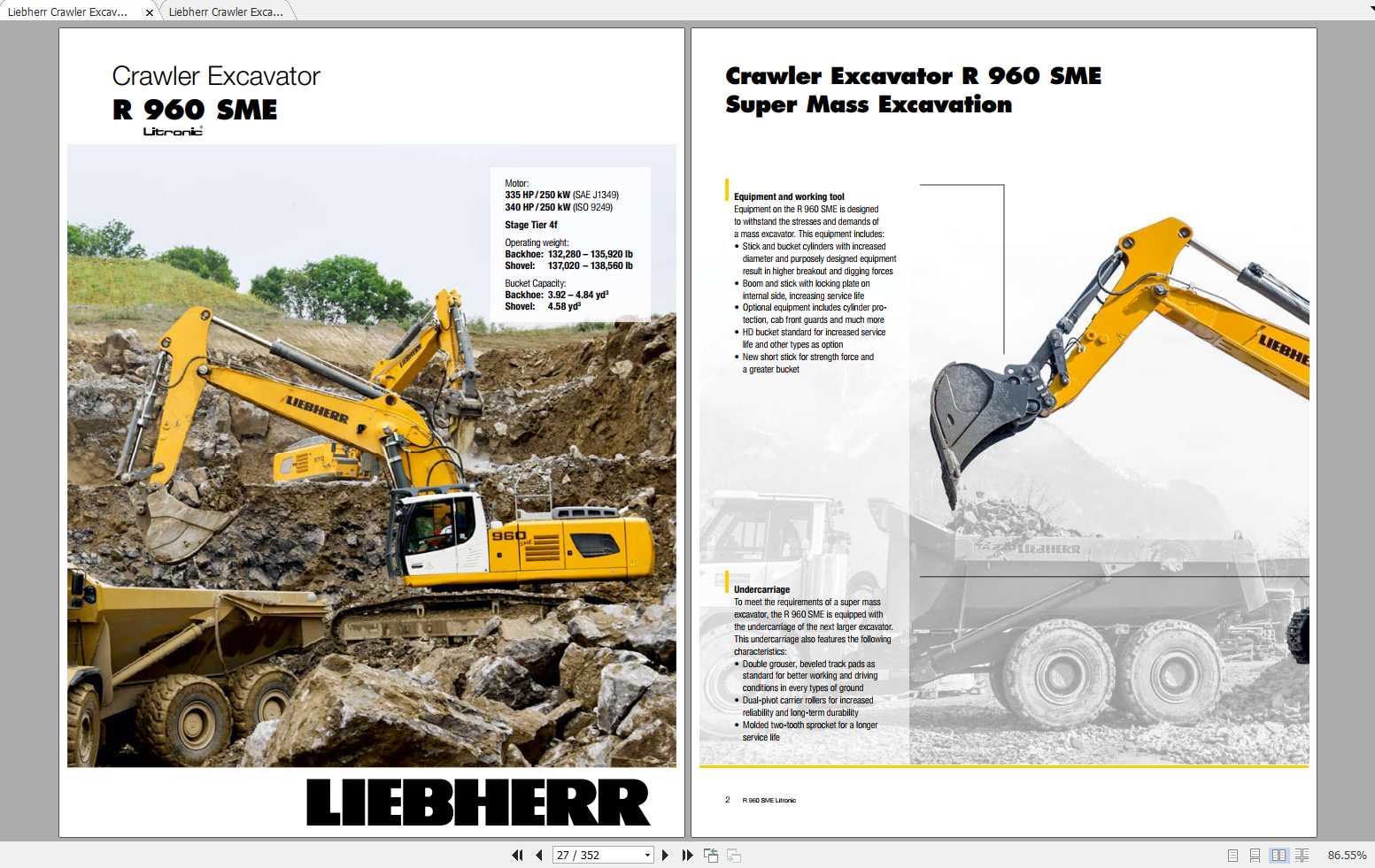 Liebherr Crawler Excavator R960 SME Operators Manuals 1