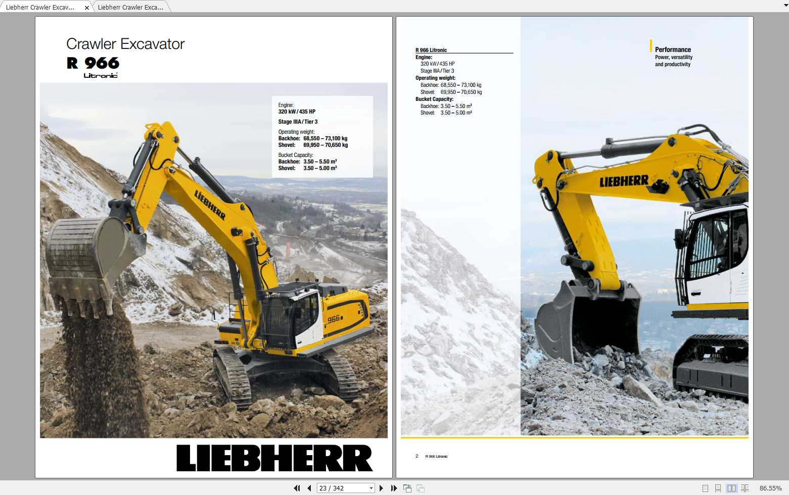 Liebherr Crawler Excavator R966 Operators Manuals 1