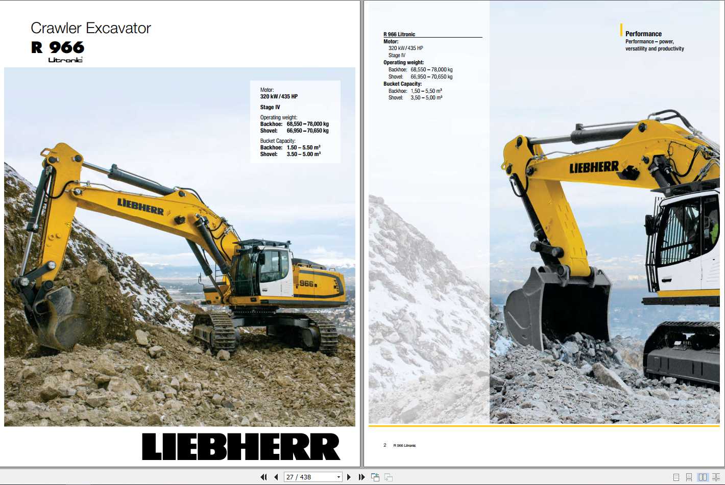 Liebherr Crawler Excavator R966 SN 40851 Operators Manual 1