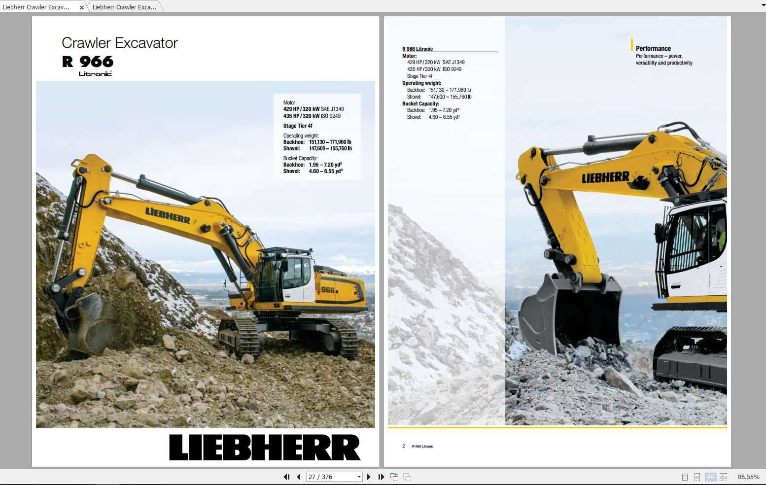 Liebherr Crawler Excavator R966 SN 40851 Operators Manuals 1
