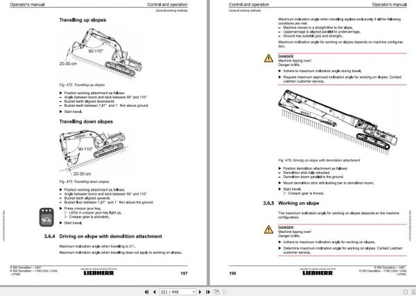 Liebherr Hydraulic Excavator R950USA Demolition SN 37540 Operators Manual 3