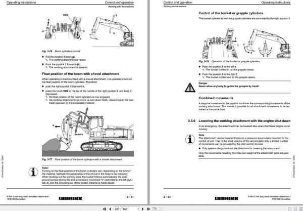Liebherr Hydraulic Excavator R954C Demolition SN 23166 Operators Manual 2
