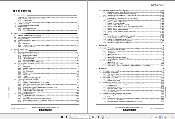 Liebherr Mining Hydraulic Excavator R9150 R9150B US Operating Manual2