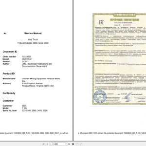 Liebherr Mining Truck T264 533 9306289934359596 Service Manual 1