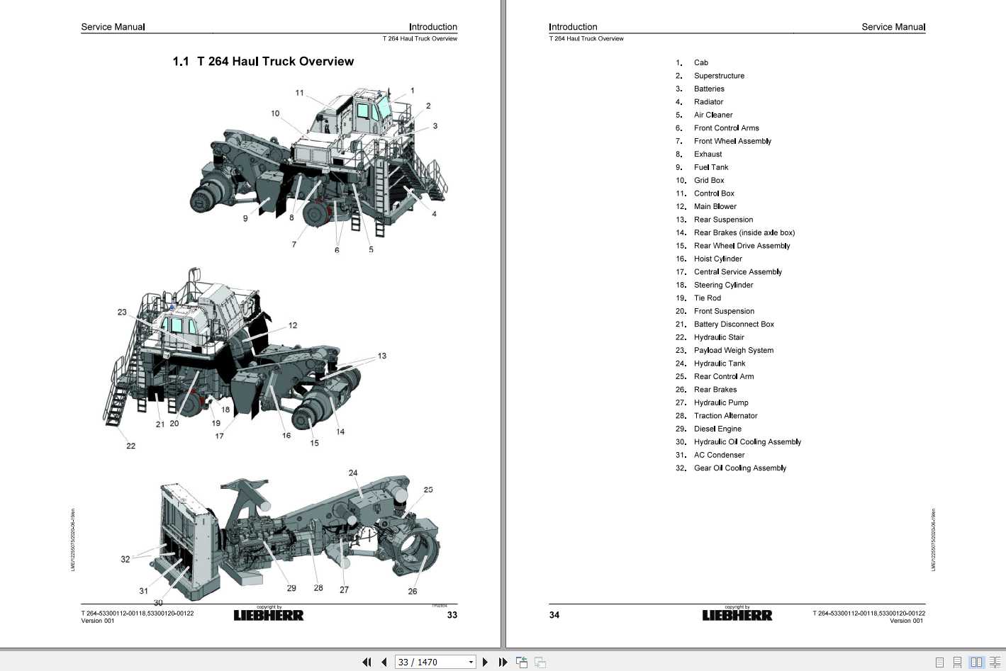 Liebherr Mining Truck T264 53300112 0011853300120 00122 Service Manual 1