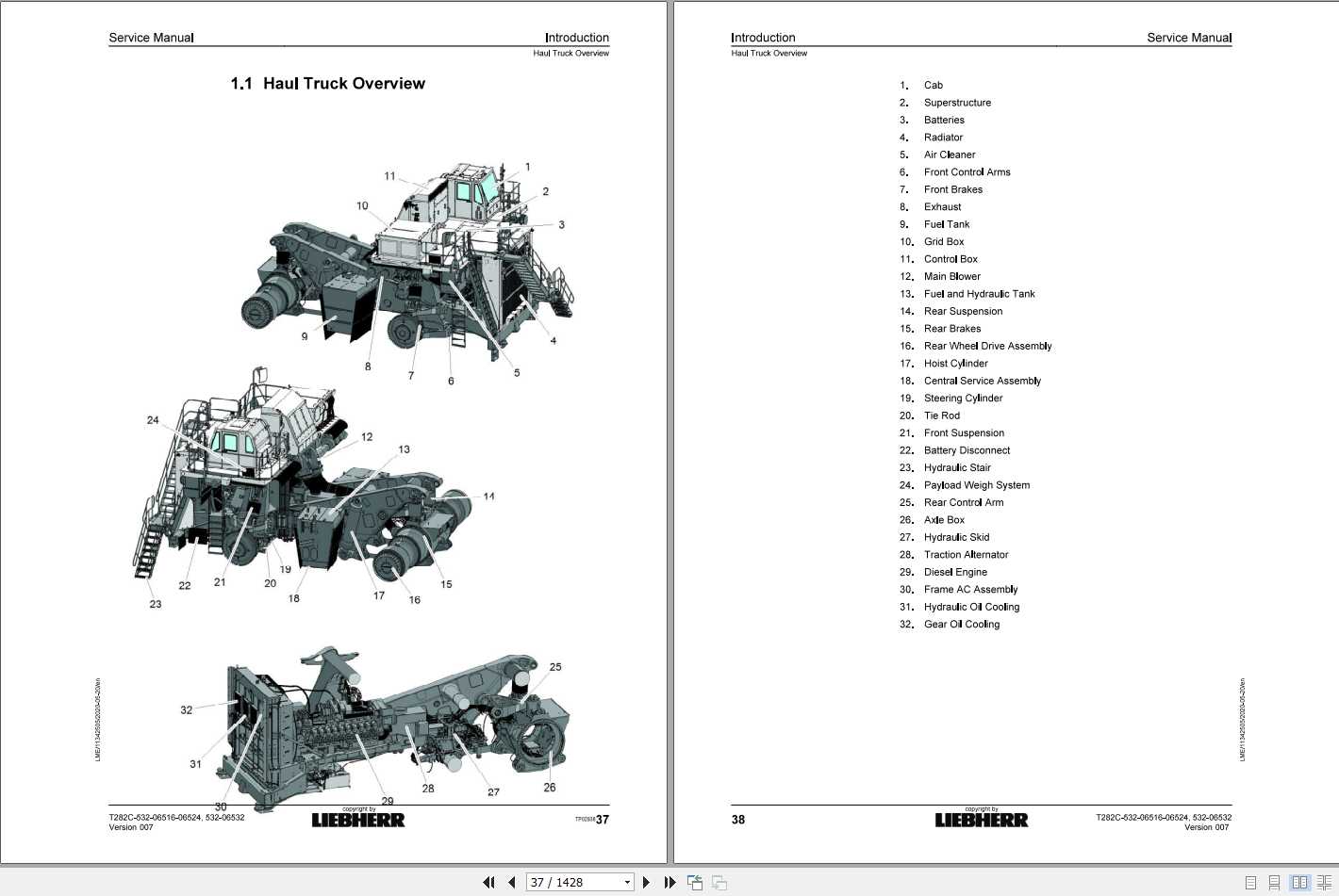 Liebherr Mining Truck T282C 532 06516 06524 06532 Service Manual 1