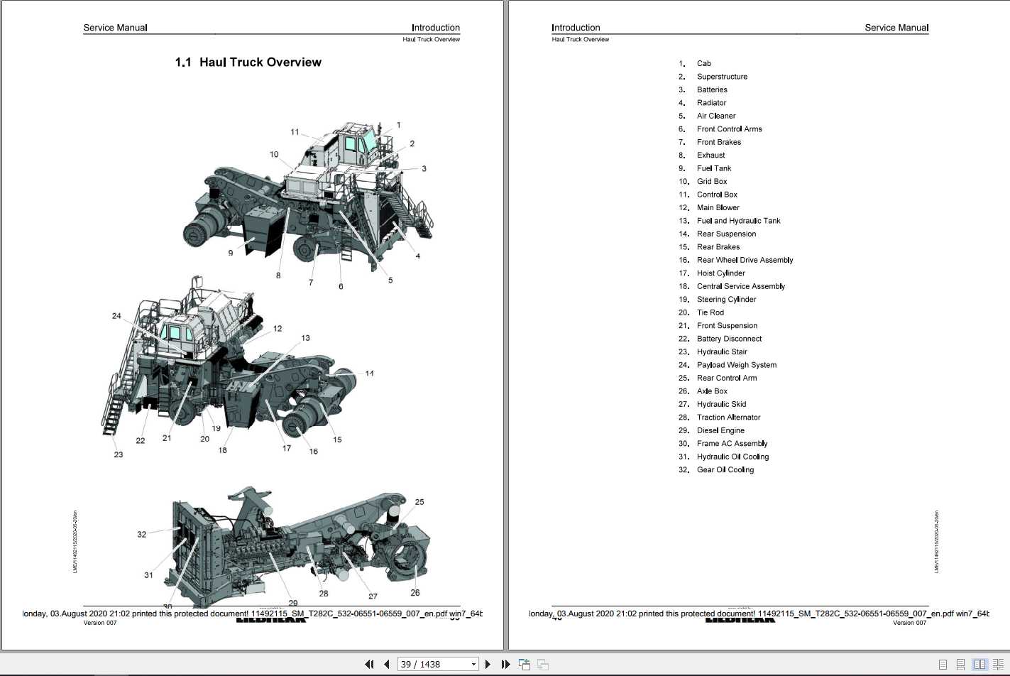 Liebherr Mining Truck T282C 532 06551 06559 Service Manual 1