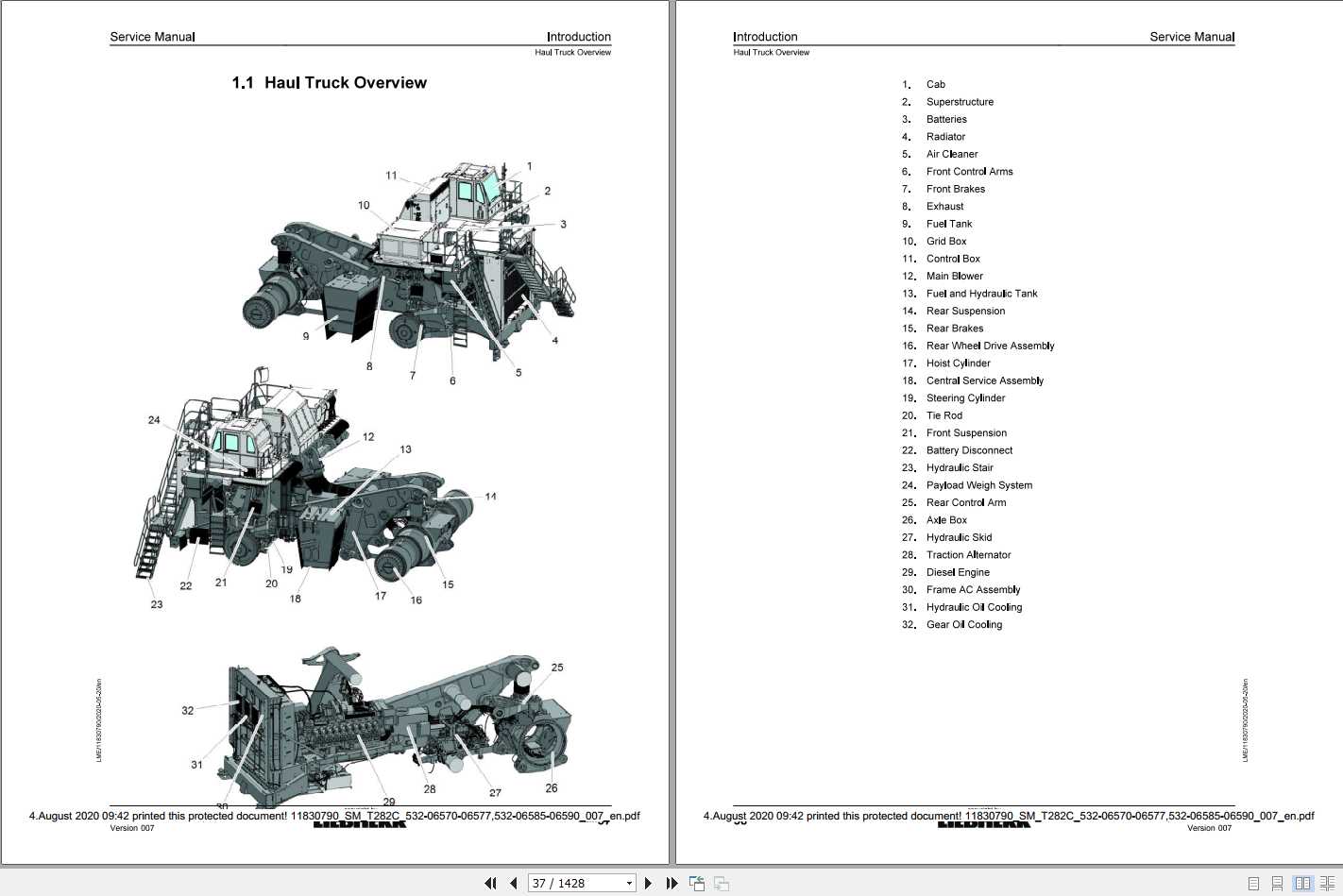 Liebherr Mining Truck T282C 532 06570 06577 06585 06590 Service Manual 1
