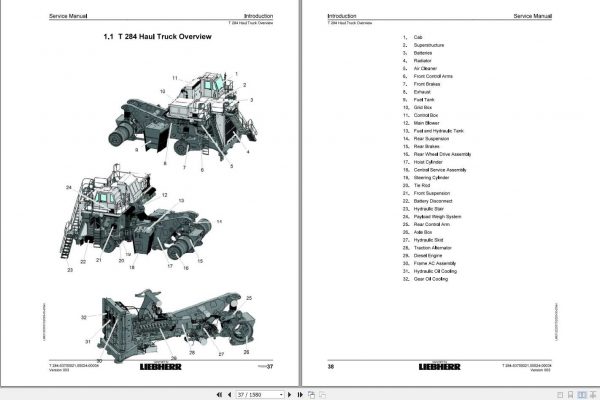 Liebherr Mining Truck T284 5370002100024 00034 Service Manual 1