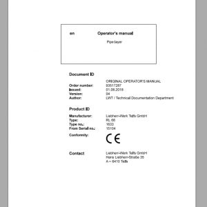 Liebherr Pipe Layer Series 6 RL66163315104 Operators Manual