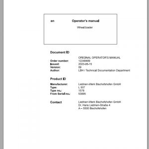 Liebherr Wheel Loader L507 1578 53995 Operating Manual 3