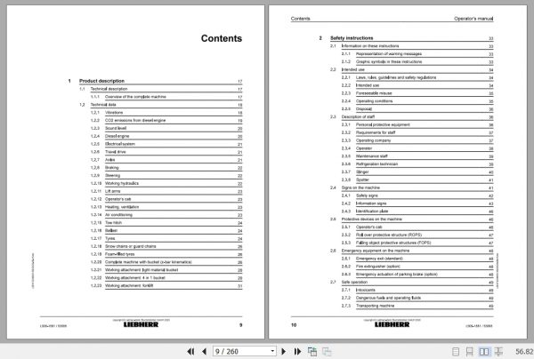 Liebherr Wheel Loader L509 1581 53995 Operating Manual 2