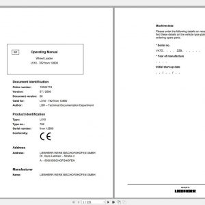 Liebherr Wheel Loader L510 782 SN 12800 Operators Manual 1