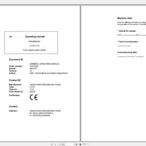 Liebherr Wheel Loader L514 1115 SN 24020 Operating Manual 1
