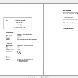 Liebherr Wheel Loader L514 1265 SN 27643 Operators Manual 1