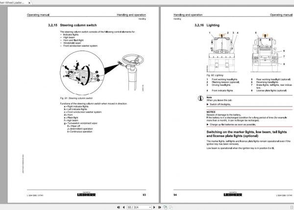 Liebherr Wheel Loader L524 1266 SN 31741 Operators Manual 2