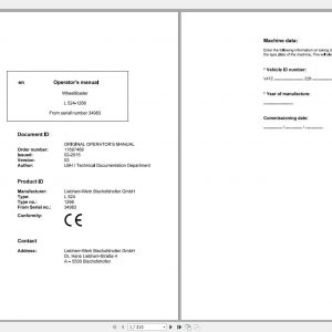 Liebherr Wheel Loader L524 1266 SN 34983 Operators Manual 1