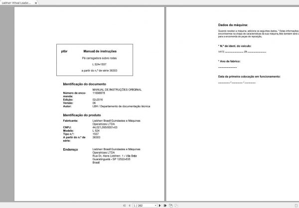 Liebherr Wheel Loader L524 1355 SN 26612 Operators ManualZH 1 1