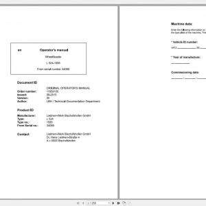 Liebherr Wheel Loader L524 1585 SN 34089 Operators Manual 1