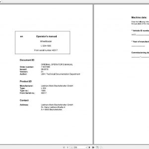 Liebherr Wheel Loader L524 1585 SN 40517 Operators Manual 1