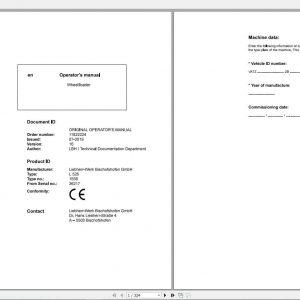Liebherr Wheel Loader L526 1558 SN 36217 Operators Manual 1