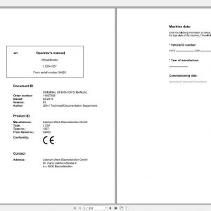 Liebherr Wheel Loader L528 1267 SN 34983 Operators Manual 1