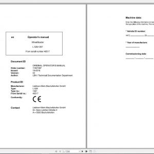 Liebherr Wheel Loader L528 1267 SN 40517 Operators Manual 1